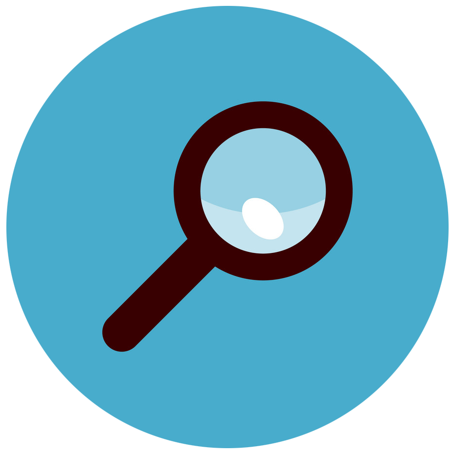 Scavenger hunt icon, magnifying glass icon