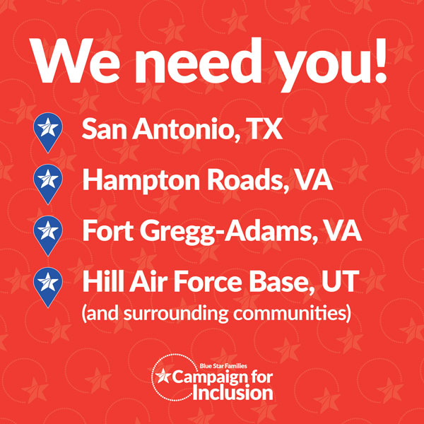 we need you: san antonio texas, hampton roads virginia, fort gregg-adams virginia, hill air force base utah