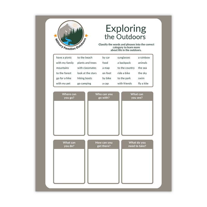 Exploring the Outdoors Worksheet