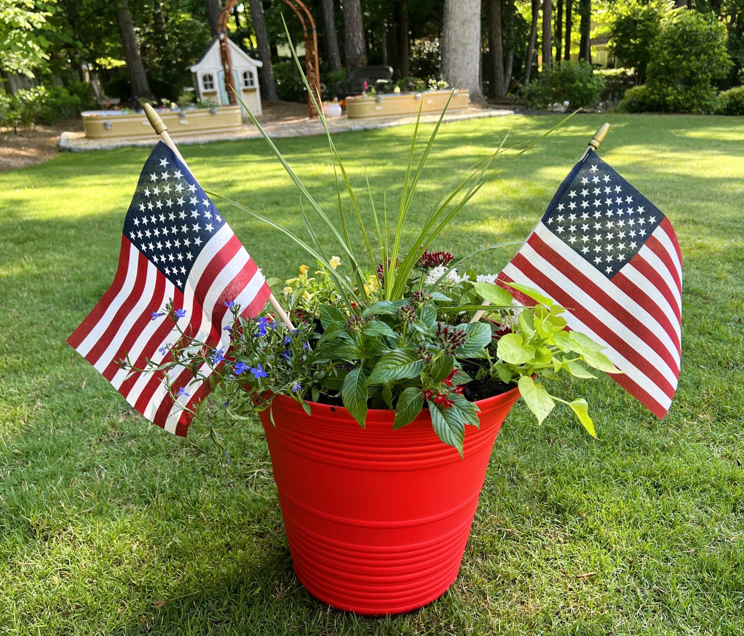 Finished Planter - Designing a Military Appreciation Planter with The Home Depot